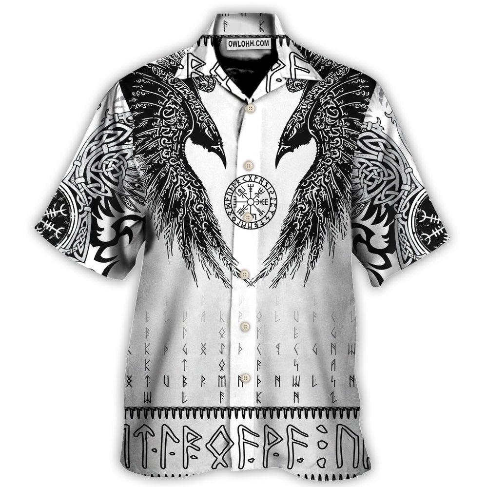 Viking Black Runic Raven Scandinavian - Hawaiian Shirt - Owl Ohh - Owl Ohh