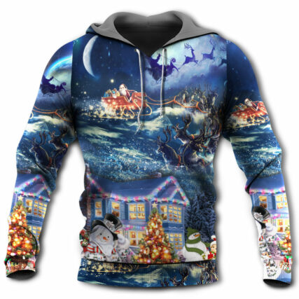 Christmas Santa Claus Family In Love Light Art Style - Hoodie - Owl Ohh - Owl Ohh