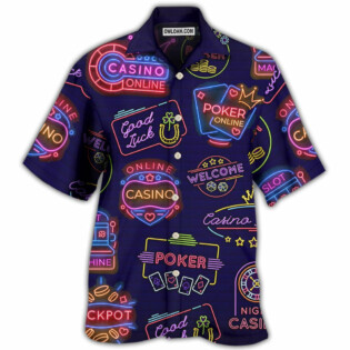 Poker Neon Casino Art - Hawaiian Shirt - Owl Ohh - Owl Ohh