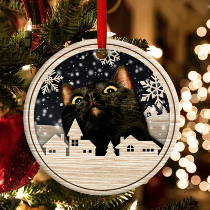 Christmas Cat Meow Xmas Winter Cats Cat Lovers - Circle Ornament - Owl Ohh - Owl Ohh
