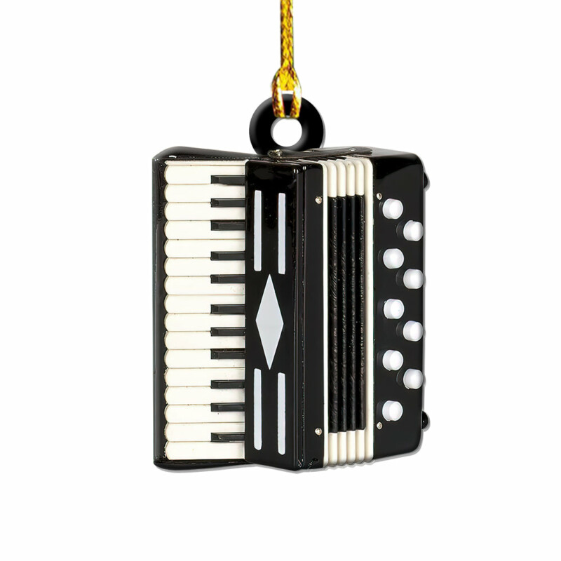 Accordion Black Accordion Music Instrument Replica - Custom Shape Ornament - Owl Ohh