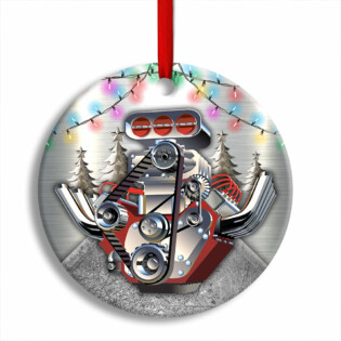 Hot Rod Christmas Metal Christmas Tree And Colorful Light Custom Photo Personalized - Circle Ornament - Owl Ohh - Owl Ohh