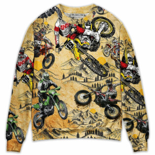 Motocross Lover Motorcycle Biker Vintage Art Style - Sweater - Ugly Christmas Sweaters - Owl Ohh - Owl Ohh