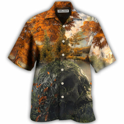 Skull Into The Forest I Go Hiking Lover Camping - Hawaiian Shirt - Owl Ohh - Owl Ohh