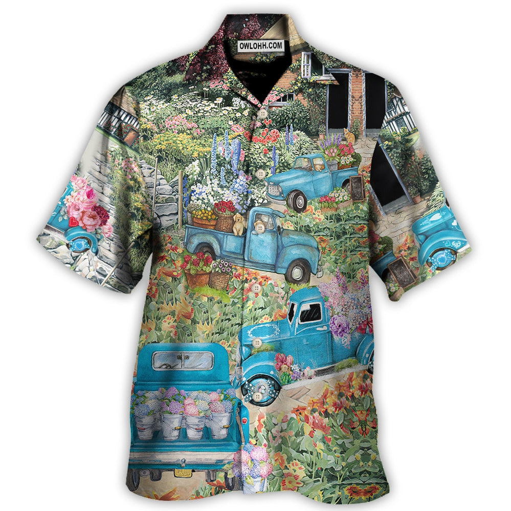 Truck Delivery Happiness Flower Around Town - Hawaiian Shirt - Owl Ohh - Owl Ohh
