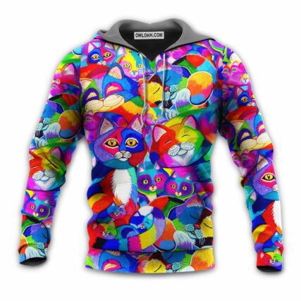 Cat Colorfull Rainbow Style - Hoodie - Owl Ohh - Owl Ohh