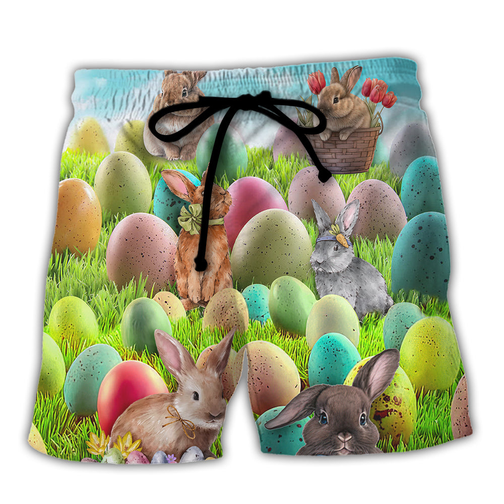 Easter This Is My Easter Shirt Rabbit Funny Happy Easter - Beach Short - Owl Ohh - Owl Ohh