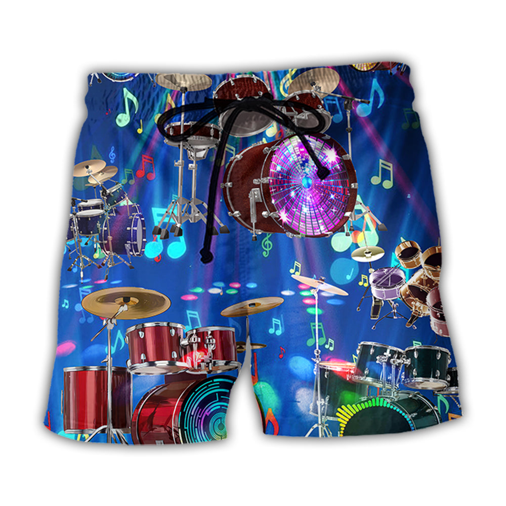 Drum Is My Life Light Neon Style - Beach Short - Owl Ohh - Owl Ohh