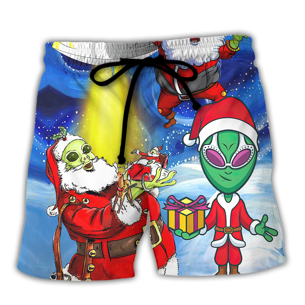 Christmas Santa Is An Alien Magic Night Funny - Beach Short - Owl Ohh - Owl Ohh