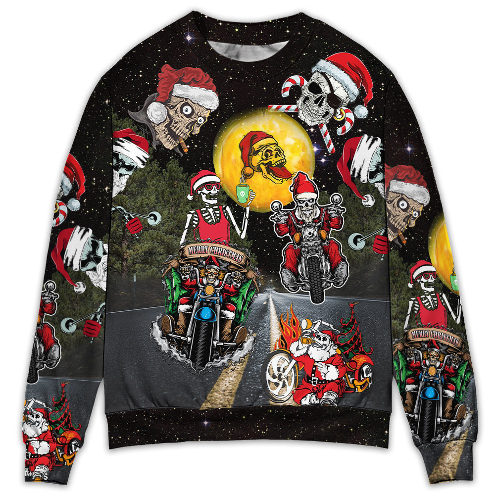 Skull Santa Is Racing To You Christmas - Sweater - Ugly Christmas Sweaters - Owl Ohh - Owl Ohh
