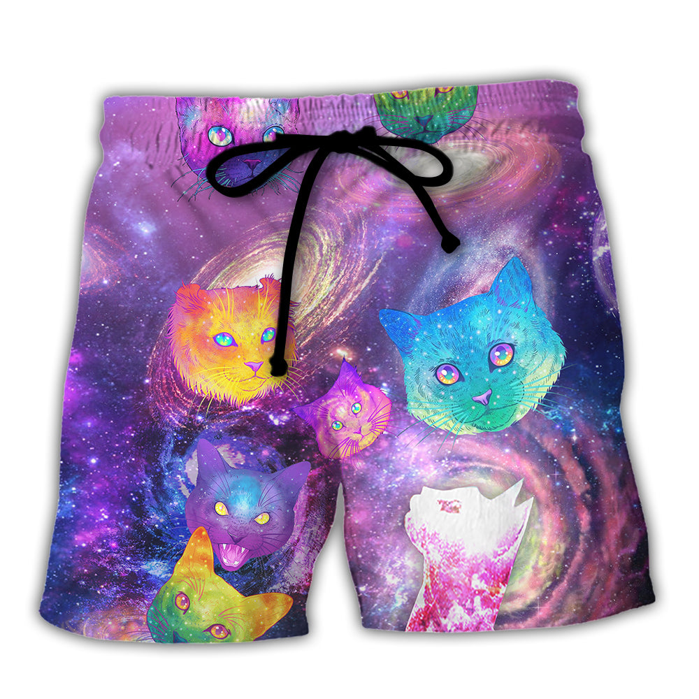 Cat Galaxy Colorfull Style - Beach Short - Owl Ohh - Owl Ohh