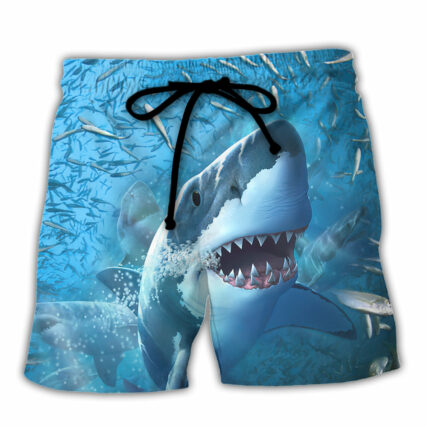 Shark Swims Through Baitfish Shoal - Beach Short - Owl Ohh - Owl Ohh