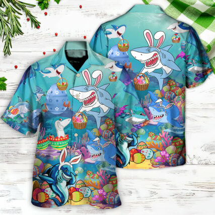 Easter Shark Let's Enjoy Easter With Sharks - Hawaiian Shirt - Owl Ohh - Owl Ohh
