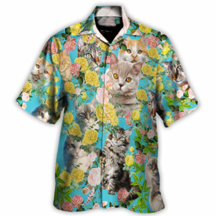 Cat With Flowers - Hawaiian Shirt - Owl Ohh - Owl Ohh