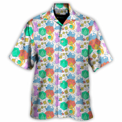 DnD Cat Cute Rolling Dice - Hawaiian Shirt - Owl Ohh-Owl Ohh