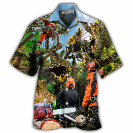 Arborist Tree Surgeon Climbing Tree Continuous - Hawaiian Shirt - Owl Ohh - Owl Ohh