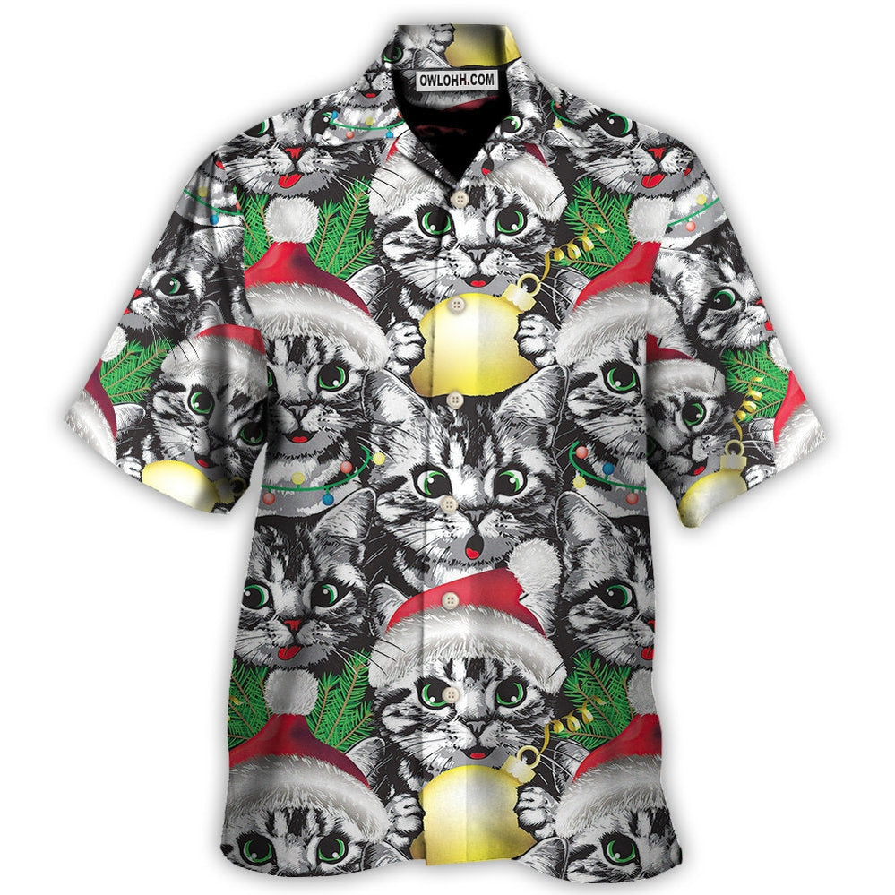 Meowy Christmas Xmas Cat Lover - Hawaiian Shirt - Owl Ohh for men and women, kids - Owl Ohh