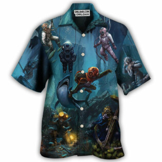 Diving Under The Blue Sea Art Style - Hawaiian Shirt - Owl Ohh - Owl Ohh