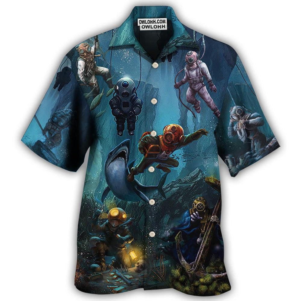 Diving Under The Blue Sea Art Style - Hawaiian Shirt - Owl Ohh - Owl Ohh