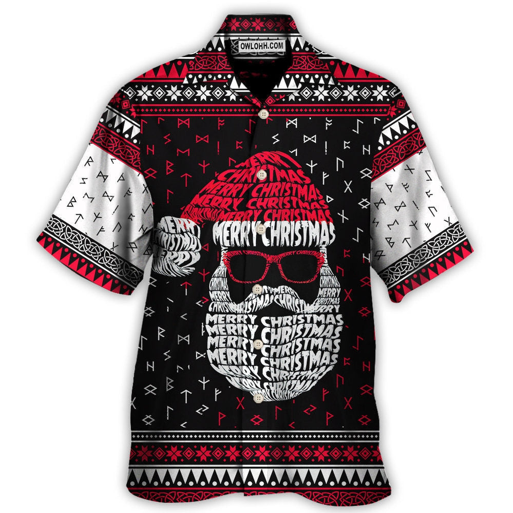 Christmas Santa Claus Retro Viking Pattern - Hawaiian Shirt - Owl Ohh - Owl Ohh