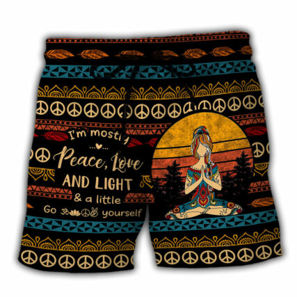 Yoga I'm Mostly Peace Love And Light A Little Go F Yourself For Woman - Beach Short - Owl Ohh - Owl Ohh