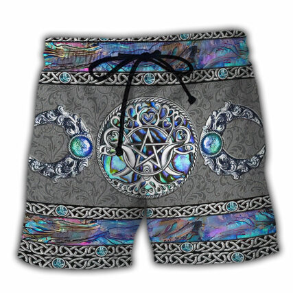 Wicca Mystery Spirit Triple Moon Witch - Beach Short - Owl Ohh - Owl Ohh
