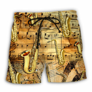 Saxophone Golden Music Lover Retro - Beach Short - Owl Ohh - Owl Ohh