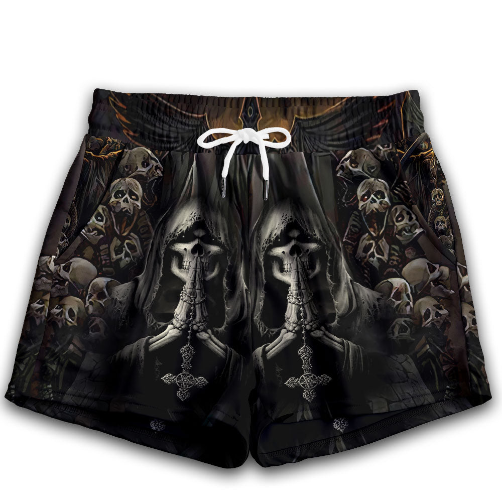 Skull Grim Reaper Dark - Women's Casual Shorts - Owl Ohh - Owl Ohh
