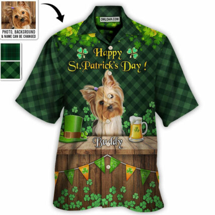 St.Patrick's Day Happy Luck Coin Gold Shamrock Custom Photo Personalized - Hawaiian Shirt - Personalized Photo Gifts for men and women, kids - Owl Ohh