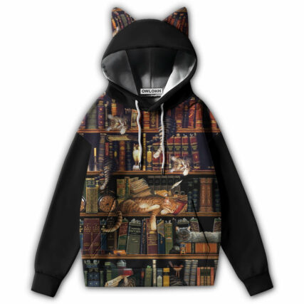 Book And Cat Sleep - Ears Hoodie - Owl Ohh - Owl Ohh