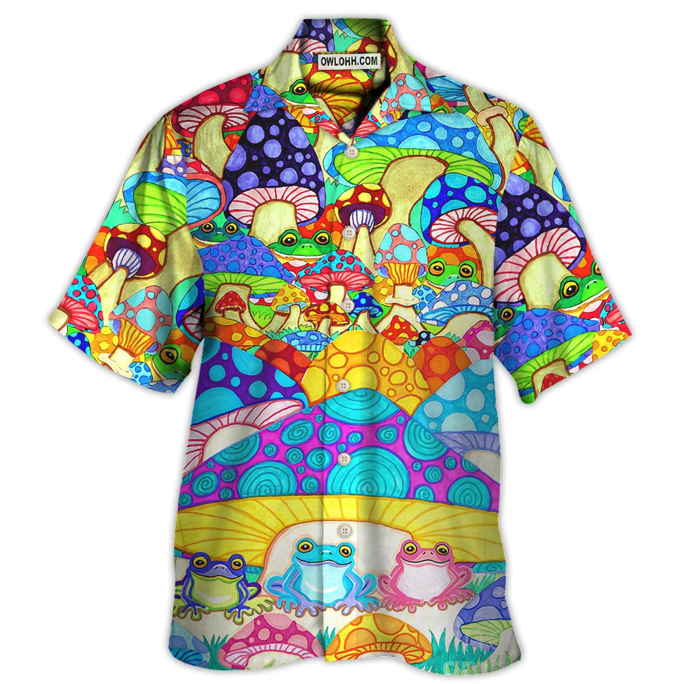 Hippie Frog Mushroom Hippie Colorful Art Peace - Hawaiian Shirt - Owl Ohh - Owl Ohh