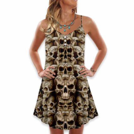 Skull Dark Inside Everyone - V-neck Sleeveless Cami Dress - Owl Ohh - Owl Ohh