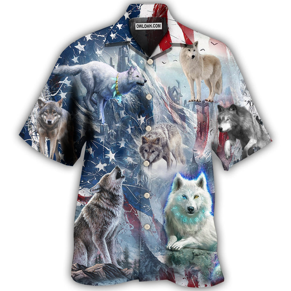 Wolf Independence Day Snow Mountain - Hawaiian Shirt - Owl Ohh - Owl Ohh