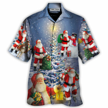 Christmas Santa Claus In Love Light Xmas Tree - Hawaiian Shirt - Owl Ohh - Owl Ohh
