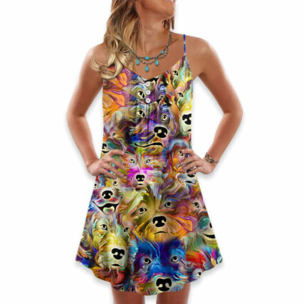 Dog Painting In My Memory - V-neck Sleeveless Cami Dress - Owl Ohh - Owl Ohh