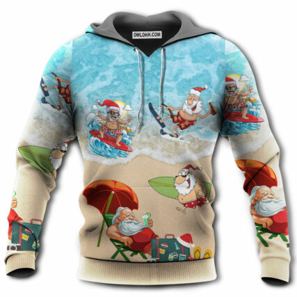 Christmas Santa Play On Beach - Hoodie - Owl Ohh - Owl Ohh
