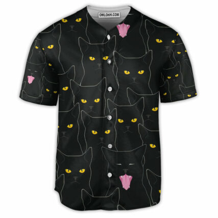 Black Cat Lovely Looking At You - Baseball Jersey - Owl Ohh - Owl Ohh