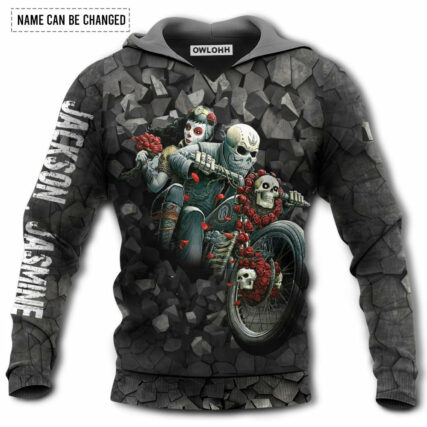 Motorcycle Couple Skull She Keeps Me Wild Personalized - Hoodie - Owl Ohh - Owl Ohh