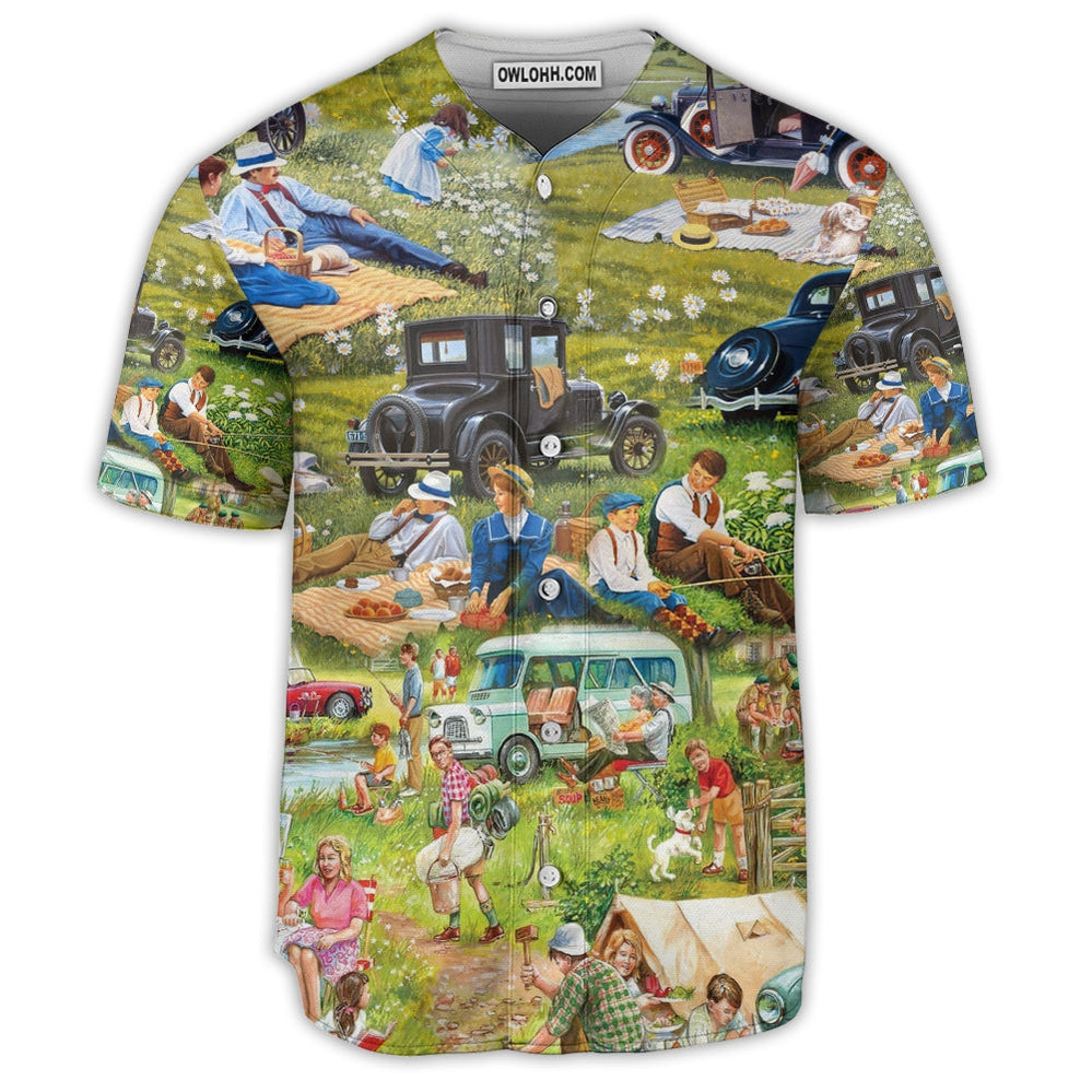 Camping It's Picnic Time So Funny - Baseball Jersey - Owl Ohh - Owl Ohh