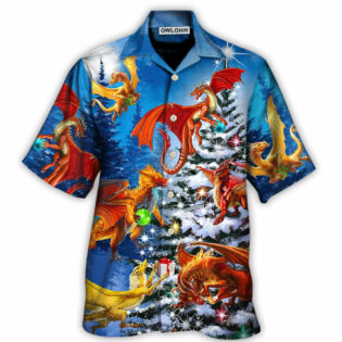 Christmas Dragon Family In Love Light Art Style - Hawaiian Shirt - Owl Ohh - Owl Ohh