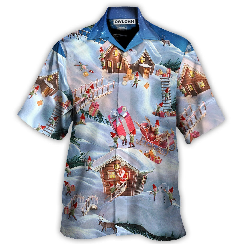 Christmas Santa And Gnome Merry Xmas - Hawaiian Shirt - Owl Ohh for men and women, kids - Owl Ohh