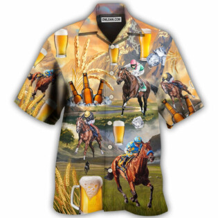 Beer And Horse Racing On The Steppe - Hawaiian Shirt - Owl Ohh - Owl Ohh