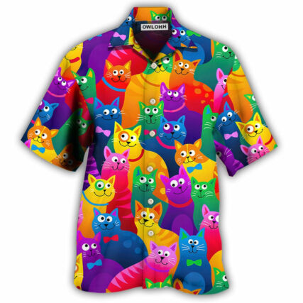 Cat Funny Colorful Style - Hawaiian Shirt - Owl Ohh - Owl Ohh