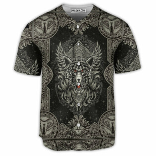 Wolf Art Line Darkness - Baseball Jersey - Owl Ohh - Owl Ohh