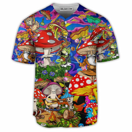 Hippie Mushroom Happy Life - Baseball Jersey - Owl Ohh - Owl Ohh