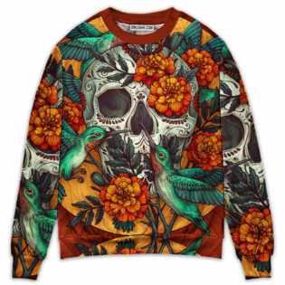 Skull Floral Skull Hummingbird - Sweater - Ugly Christmas Sweaters - Owl Ohh - Owl Ohh