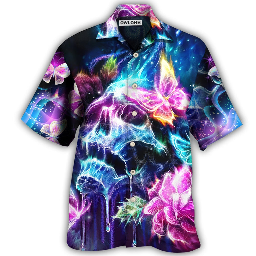 Skull Butterfly Flower Dream Lighting - Hawaiian Shirt - Owl Ohh - Owl Ohh