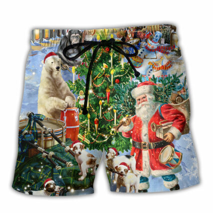 Christmas Animal Happiness With Drum - Beach Short - Owl Ohh - Owl Ohh