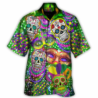 Skull Mardi Gras - Hawaiian Shirt - Owl Ohh - Owl Ohh