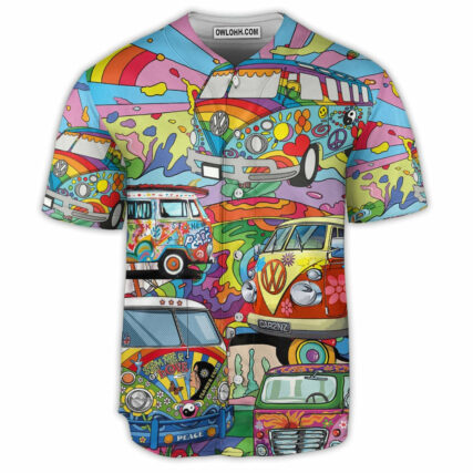 Hippie Bus Art Freeway Life - Baseball Jersey - Owl Ohh - Owl Ohh